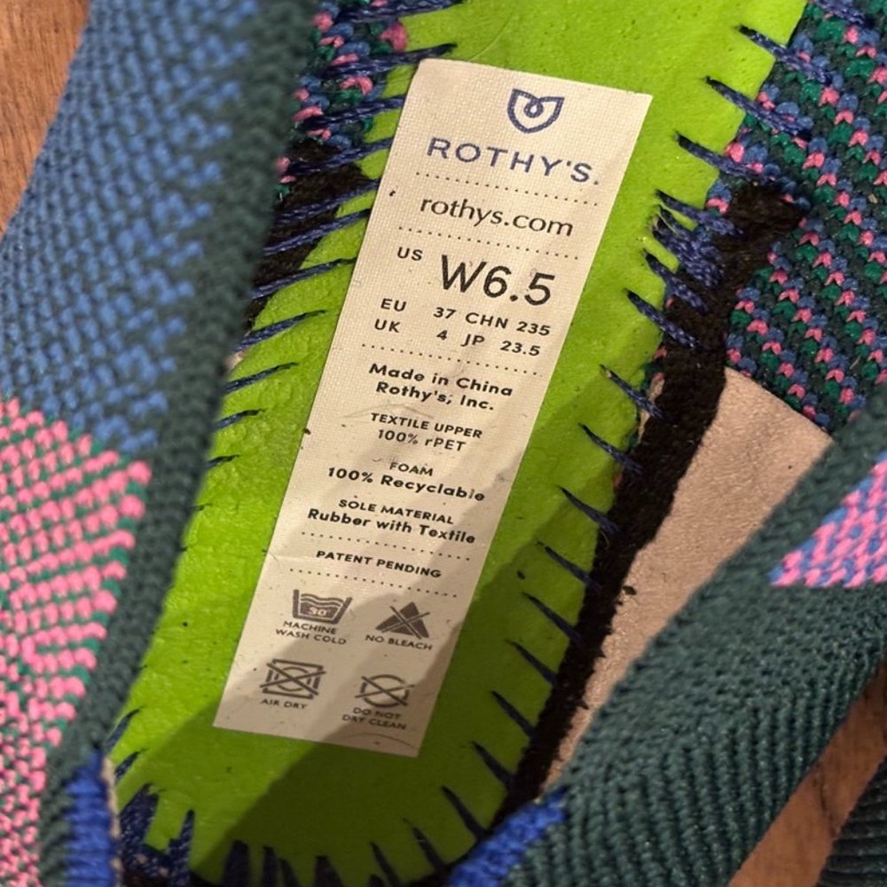 Rothys Multicolor Pointed Toe Textile Check Slip … - image 5